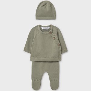 Conjunto Presente 3 Peças Tricô Unissexo Recém-Nascido - Mayoral Newborn - Cor Sálvia