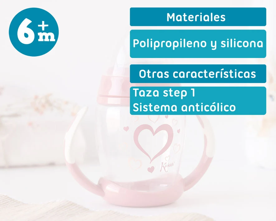 Copo de Aprendizagem com pegas 270ml STEP 1 rosa - Image 4