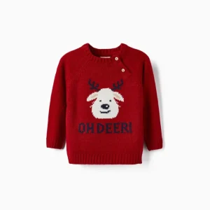 Sweat de malha para bebé 'rena - natal', vermelho - Zippy
