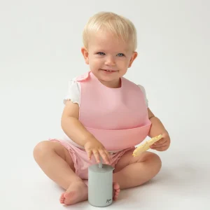Babete silicone para bebé 4m+ rosa