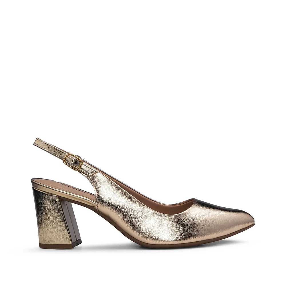 Sapato Salto Alto Mulher Metalizado Dourado