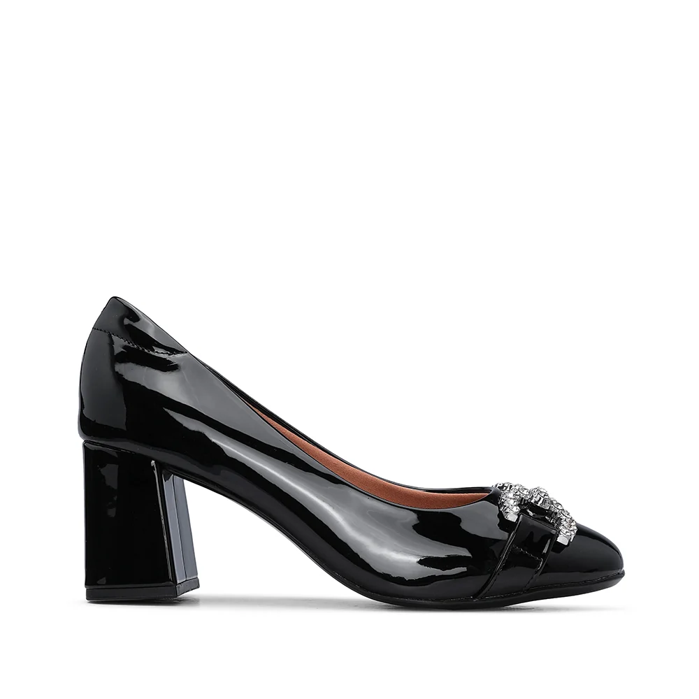 Sapato Salto Médio Mulher Verniz Preto - Image 2