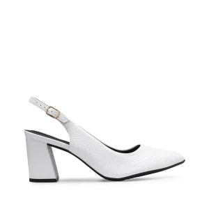 Sapato Salto Alto Mulher Animal Print Branco