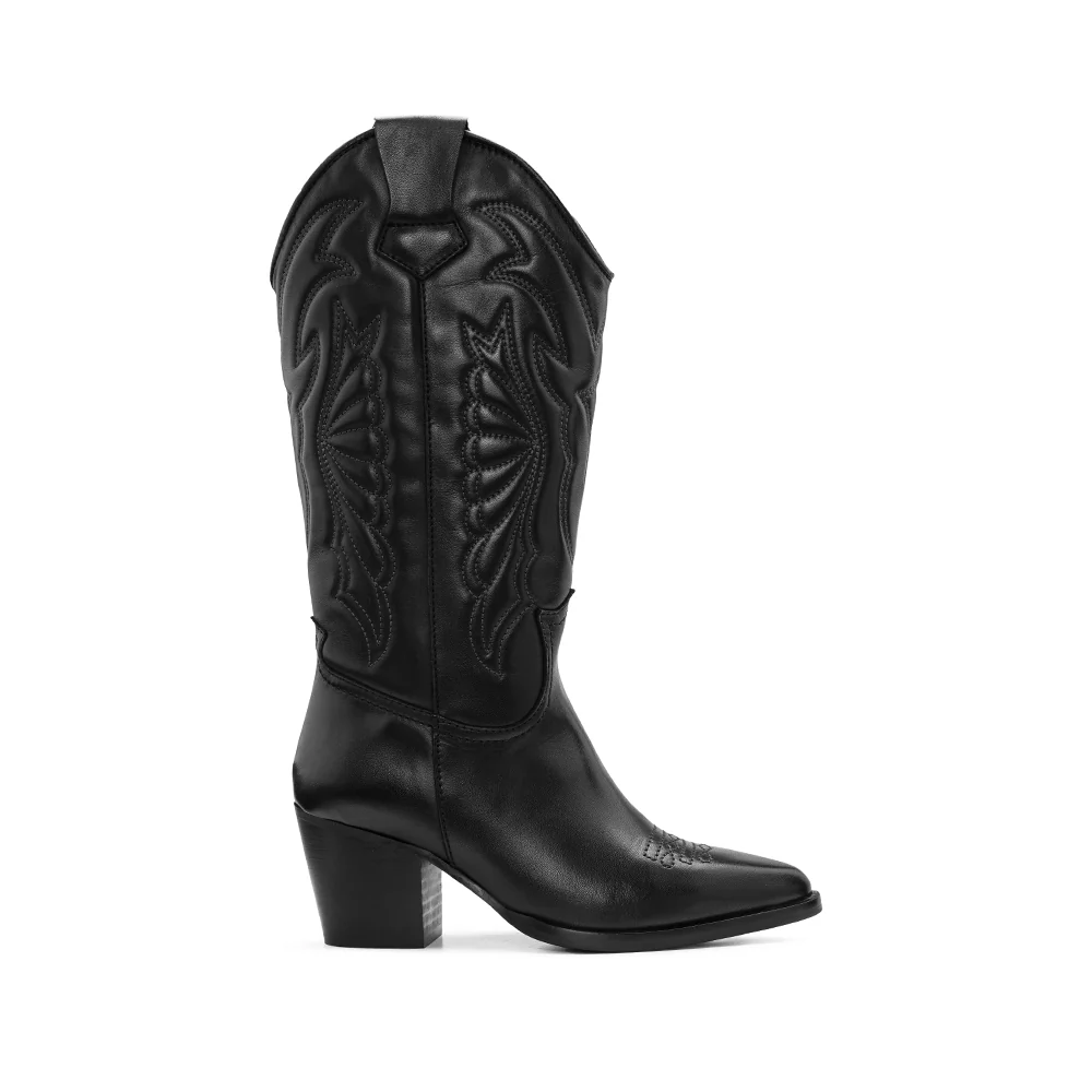 Bota Texana Mulher Pele Preto - Image 2