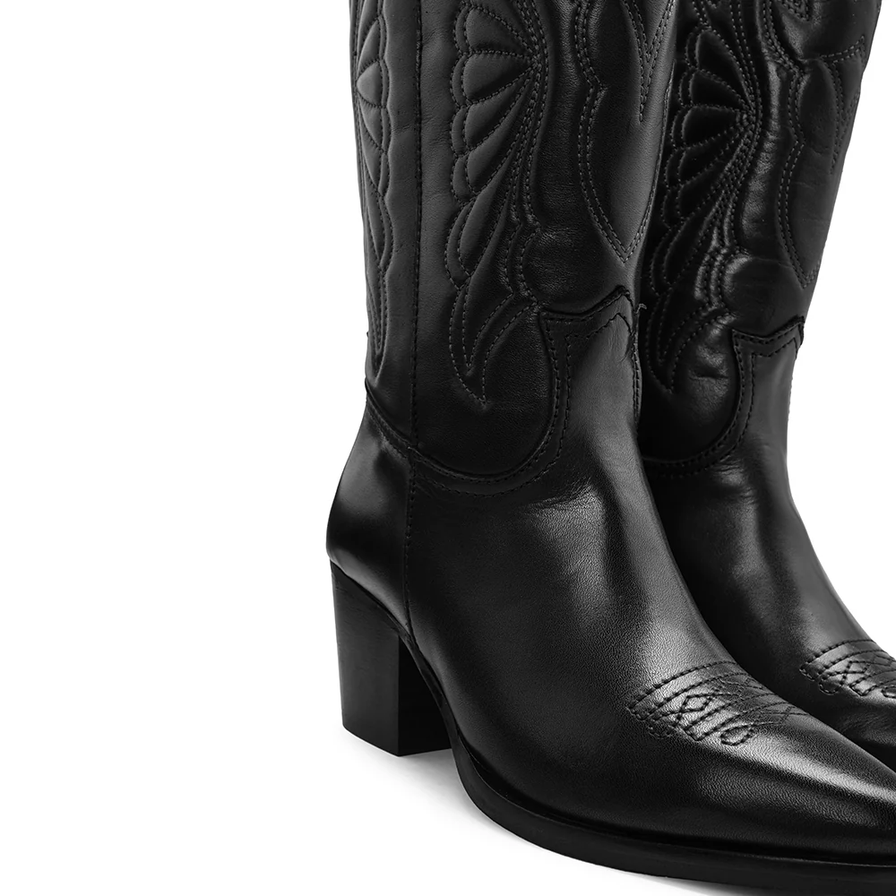 Bota Texana Mulher Pele Preto - Image 5