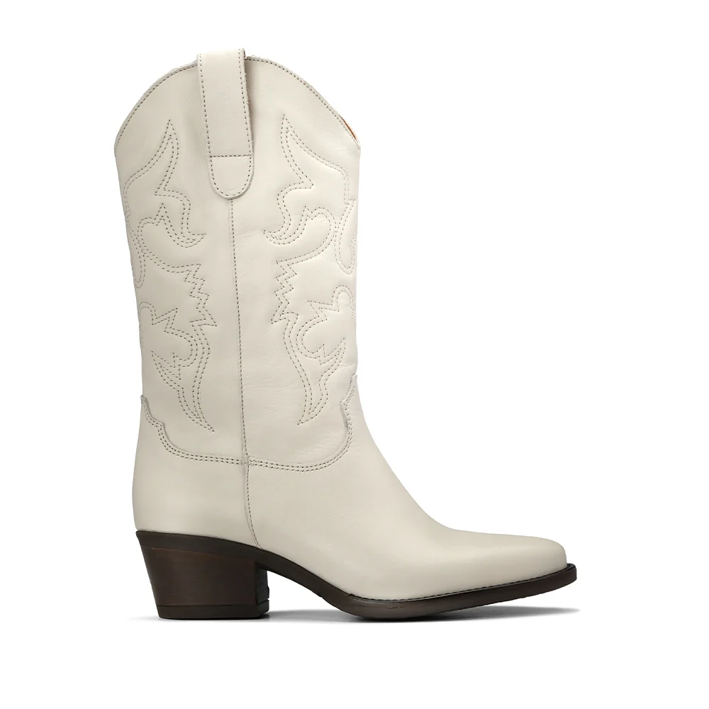Bota Texana Mulher Pele Bege