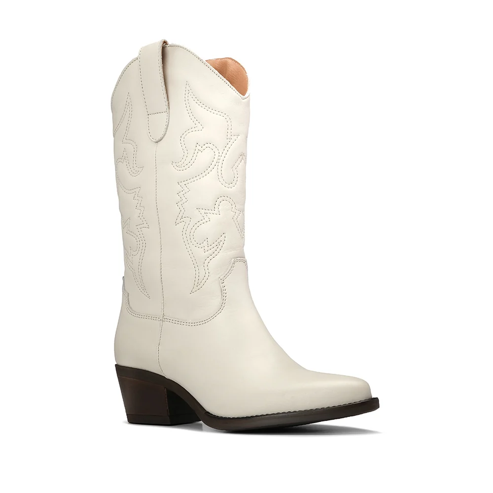 Bota Texana Mulher Pele Bege - Image 4