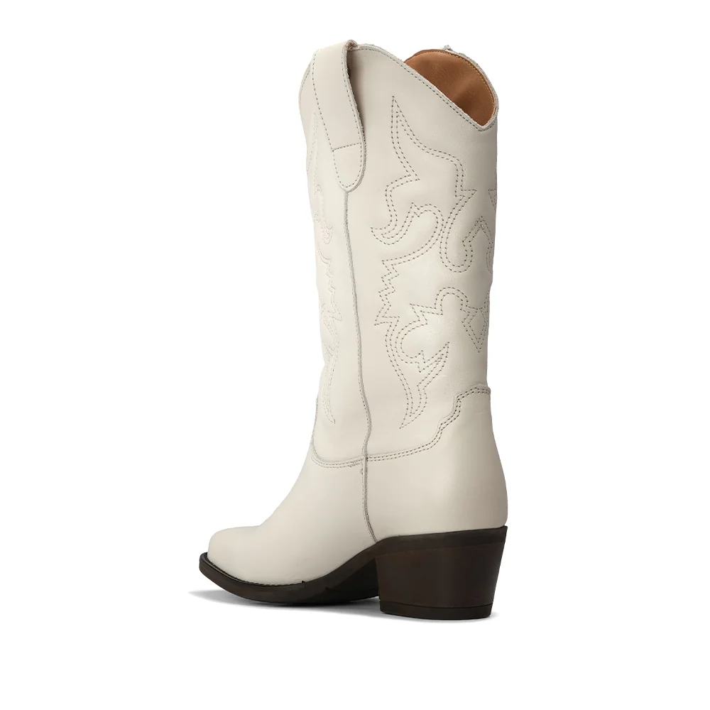 Bota Texana Mulher Pele Bege - Image 5