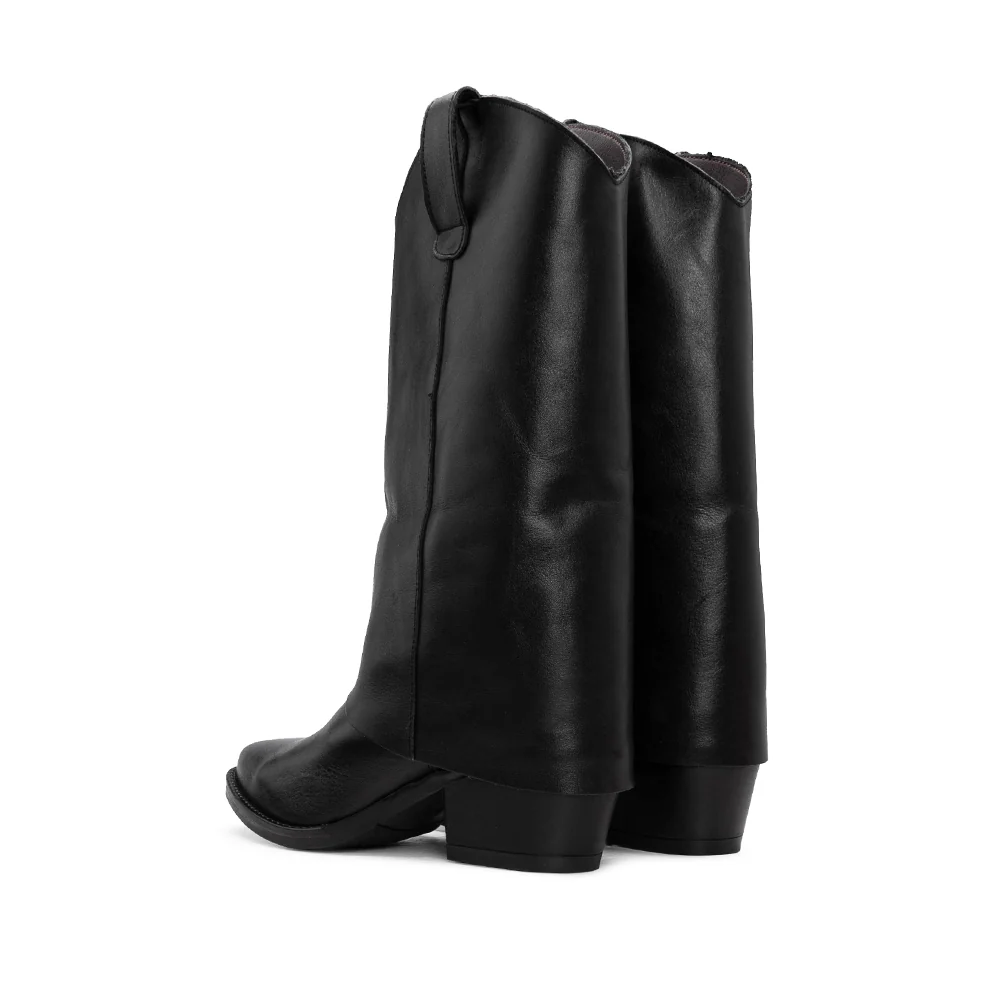 Bota Polaina Mulher Pele Preto - Image 4