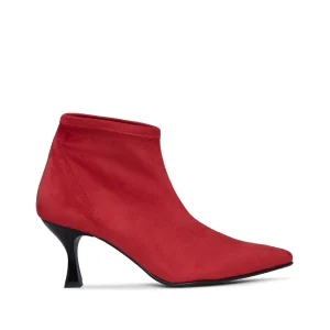 Botim Salto Médio Mulher Camurça Vermelho