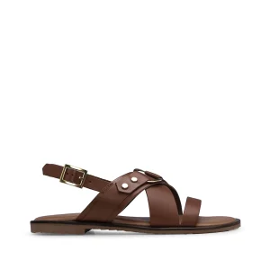 Sandália Salto Raso Mulher Camel