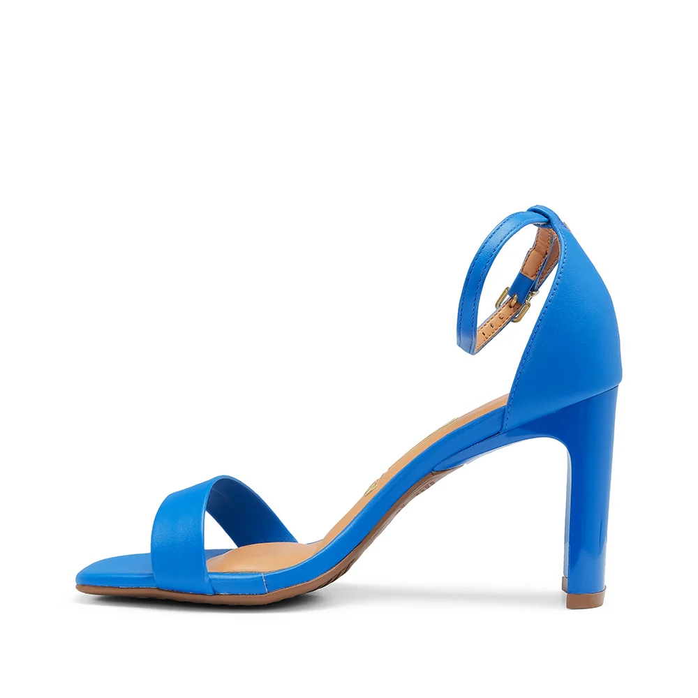 Sandália Salto Alto Mulher Pele Sintética Azul - Image 3