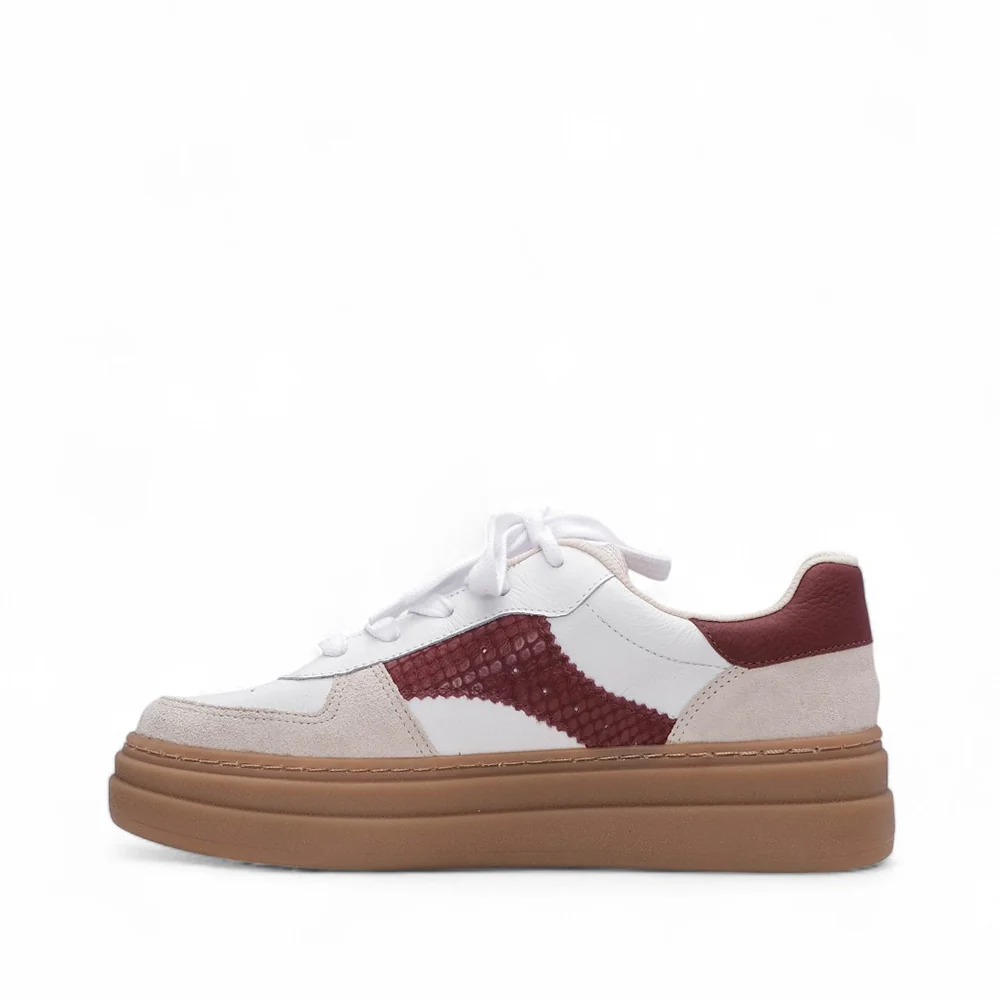 Sapatilha Casual Mulher Pele Branco E Vermelho - Image 3