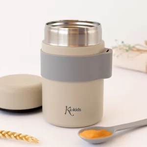 Termos para alimentos de aço inoxidável 500ml com colher bege - Kiokids